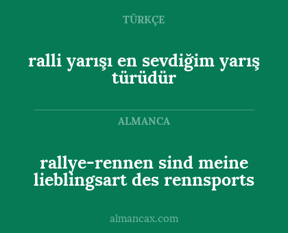 ralli yarışı en sevdiğim yarış türüdür - rallye-rennen sind meine lieblingsart des rennsports