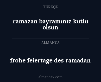 frohe feiertage des ramadan - ramazan bayramınız kutlu olsun