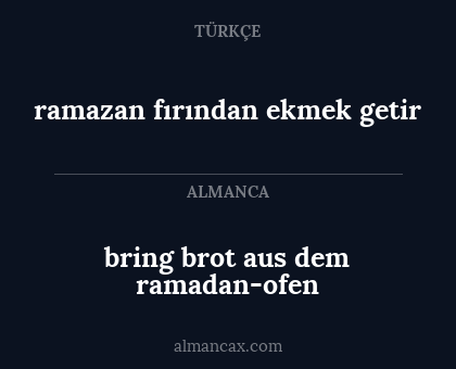 bring brot aus dem ramadan-ofen - ramazan fırından ekmek getir