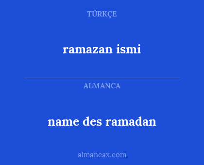 name des ramadan - ramazan ismi