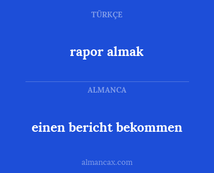 einen bericht bekommen - rapor almak
