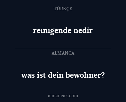 reınıgende nedir - was ist dein bewohner?