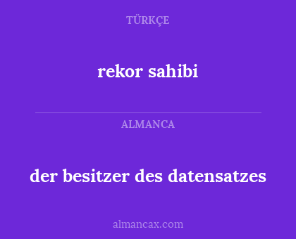 der besitzer des datensatzes - rekor sahibi