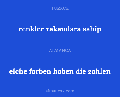 renkler rakamlara sahip - elche farben haben die zahlen