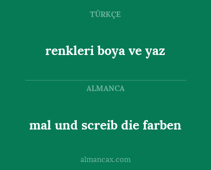 mal und screib die farben - renkleri boya ve yaz