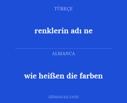 renklerin adı ne - wie heißen die farben
