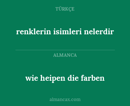 wie heipen die farben - renklerin isimleri nelerdir