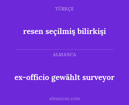 resen seçilmiş bilirkişi - ex-officio gewählt surveyor