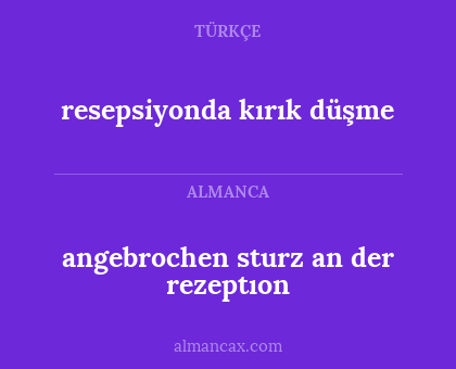 resepsiyonda kırık düşme - angebrochen sturz an der rezeptıon