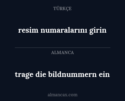 trage die bildnummern ein - resim numaralarını girin
