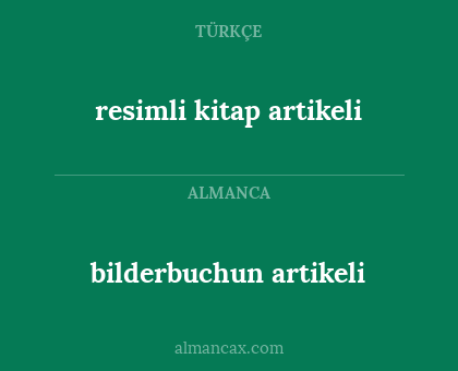 resimli kitap artikeli - bilderbuchun artikeli