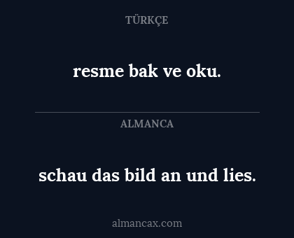 schau das bild an und lies. - resme bak ve oku.