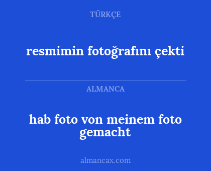 hab foto von meinem foto gemacht - resmimin fotoğrafını çekti