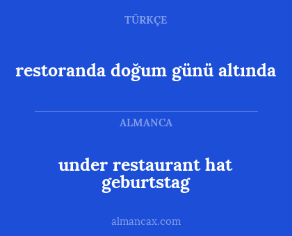 under restaurant hat geburtstag - restoranda doğum günü altında