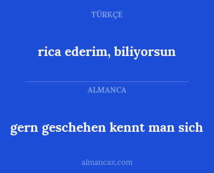 gern geschehen kennt man sich - rica ederim, biliyorsun