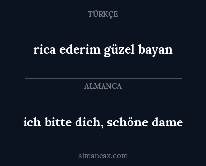 ich bitte dich, schöne dame - rica ederim güzel bayan
