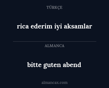 bitte guten abend - rica ederim iyi aksamlar