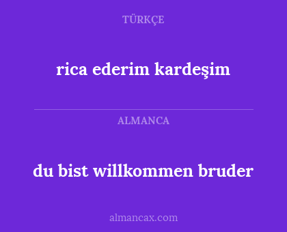 du bist willkommen bruder - rica ederim kardeşim