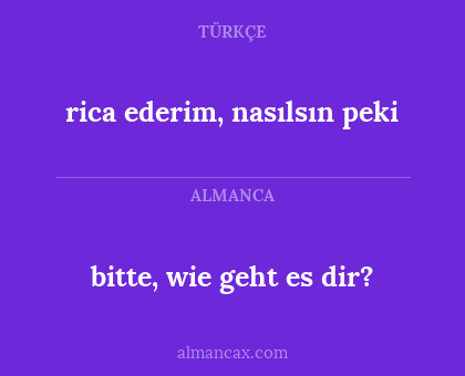 rica ederim, nasılsın peki - bitte, wie geht es dir?