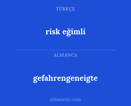 risk eğimli - gefahrengeneigte