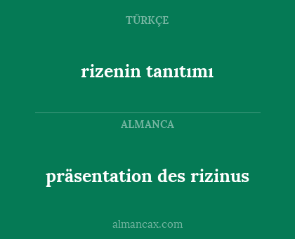 präsentation des rizinus - rizenin tanıtımı