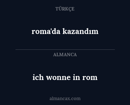ich wonne in rom - roma'da kazandım