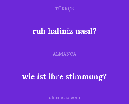 ruh haliniz nasıl? - wie ist ihre stimmung?