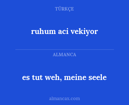 ruhum aci vekiyor - es tut weh, meine seele