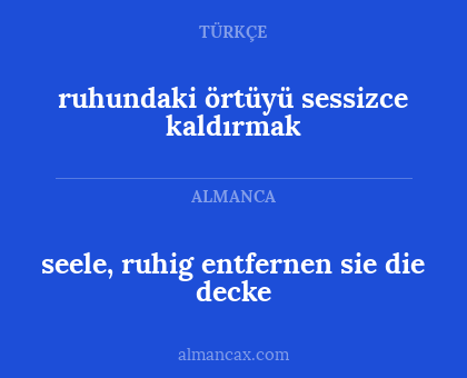 seele, ruhig entfernen sie die decke - ruhundaki örtüyü sessizce kaldırmak