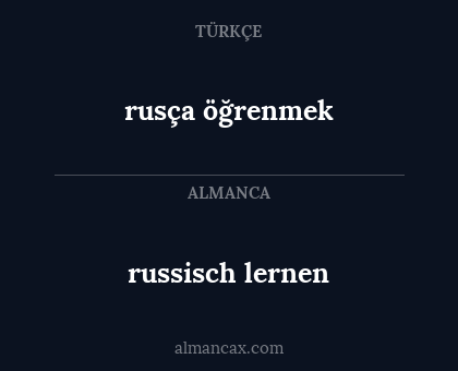 rusça öğrenmek - russisch lernen