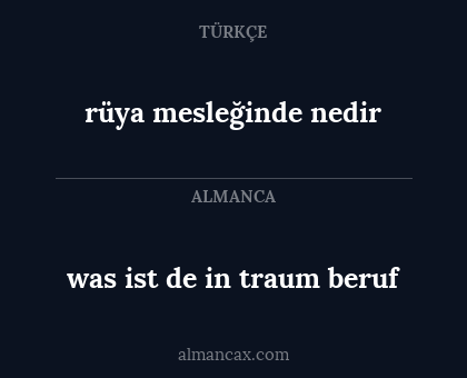 rüya mesleğinde nedir - was ist de in traum beruf