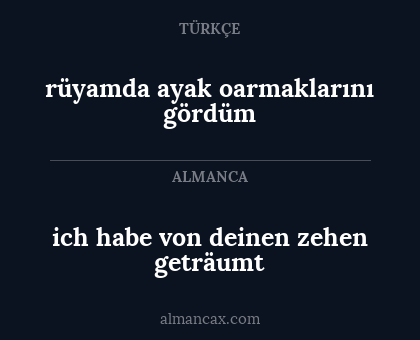 rüyamda ayak oarmaklarını gördüm - ich habe von deinen zehen geträumt