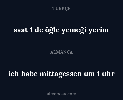 saat 1 de öğle yemeği yerim - ich habe mittagessen um 1 uhr