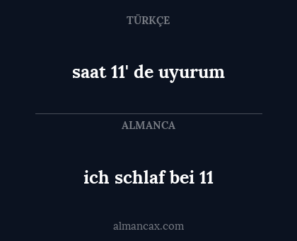 saat 11' de uyurum - ich schlaf bei 11