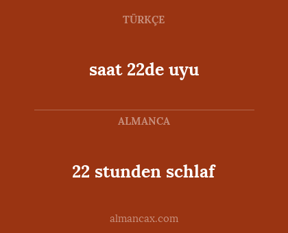 22 stunden schlaf - saat 22de uyu