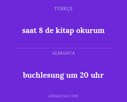 saat 8 de kitap okurum - buchlesung um 20 uhr