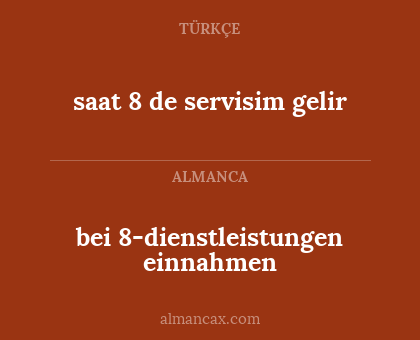 bei 8-dienstleistungen einnahmen - saat 8 de servisim gelir