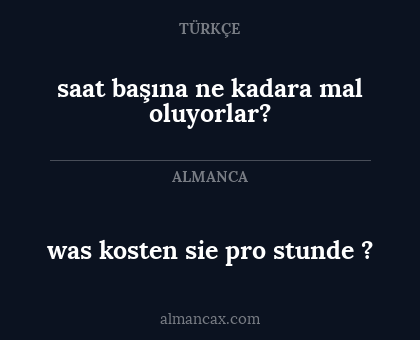 saat başına ne kadara mal oluyorlar? - was kosten sie pro stunde ?