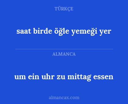 um ein uhr zu mittag essen - saat birde öğle yemeği yer