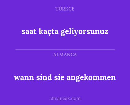 saat kaçta geliyorsunuz - wann sind sie angekommen