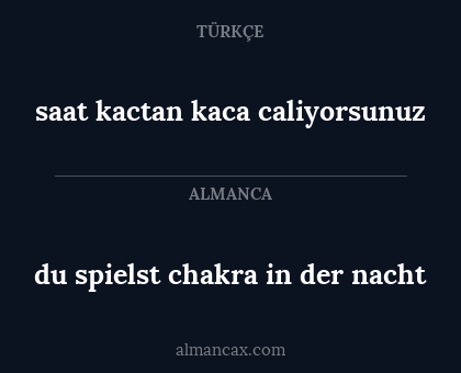 du spielst chakra in der nacht - saat kactan kaca caliyorsunuz