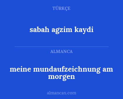 meine mundaufzeichnung am morgen - sabah agzim kaydi