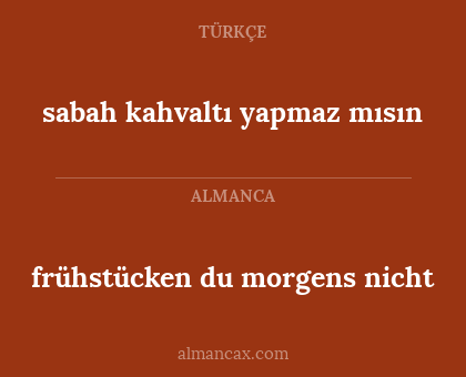 frühstücken du morgens nicht - sabah kahvaltı yapmaz mısın