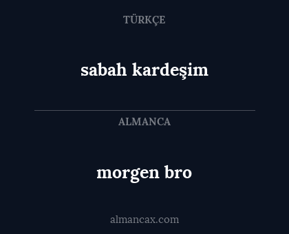 morgen bro - sabah kardeşim