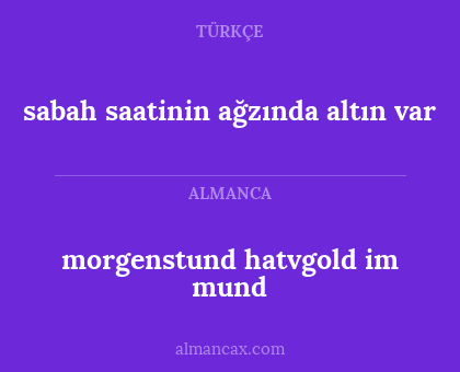 morgenstund hatvgold im mund - sabah saatinin ağzında altın var