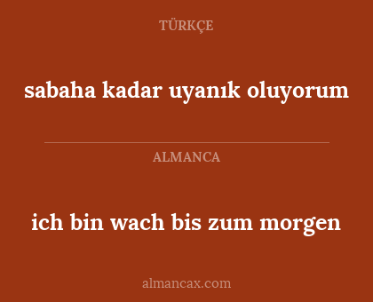 ich bin wach bis zum morgen - sabaha kadar uyanık oluyorum