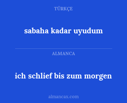 sabaha kadar uyudum - ich schlief bis zum morgen