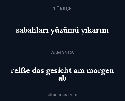 reiße das gesicht am morgen ab - sabahları yüzümü yıkarım