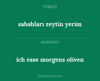 ich esse morgens oliven - sabahları zeytin yerim