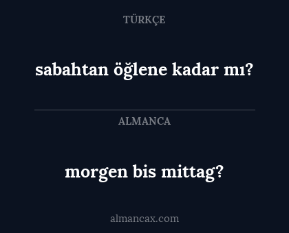 morgen bis mittag? - sabahtan öğlene kadar mı?